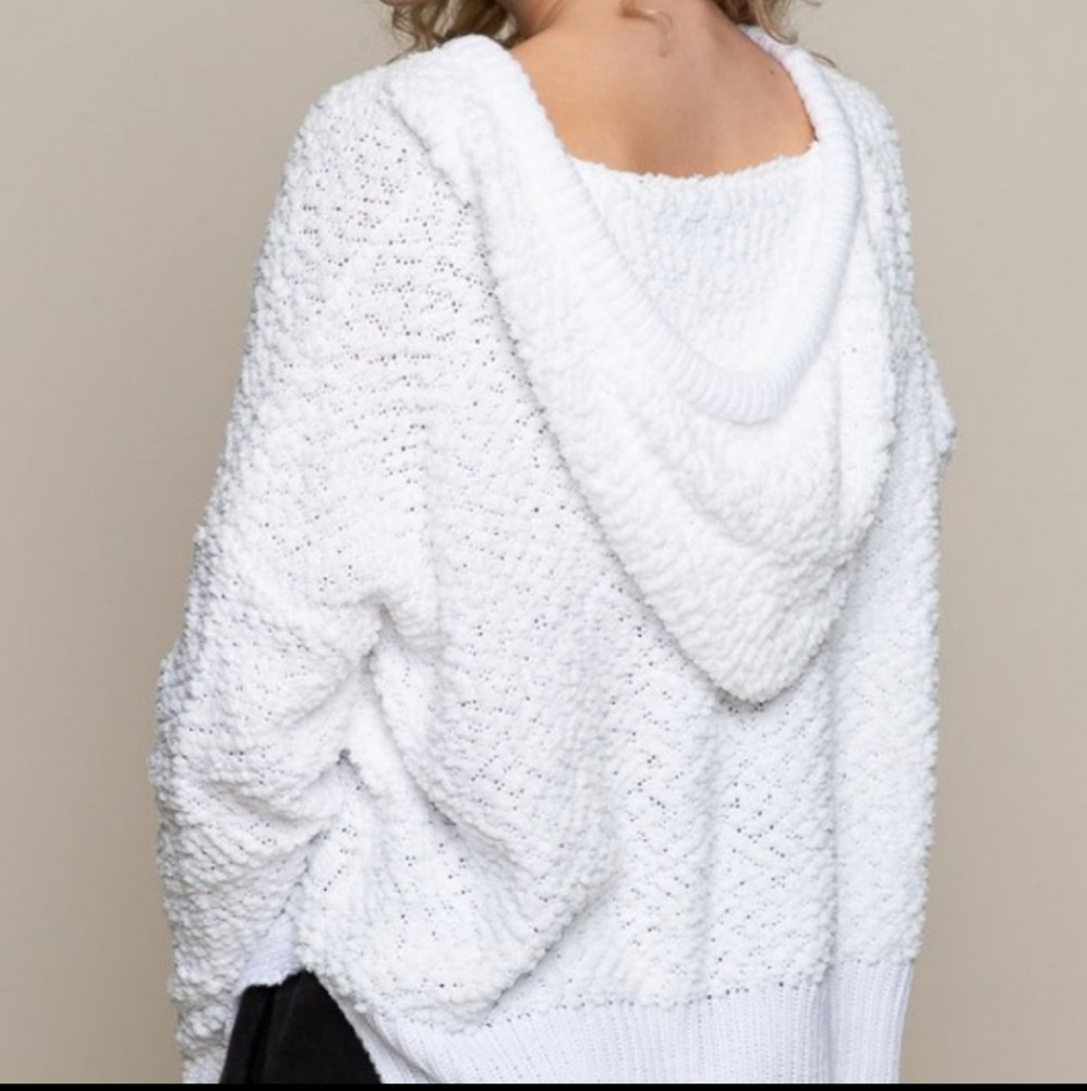 POL White Popcorn Hoodie Sweater - Picture 1 of 5